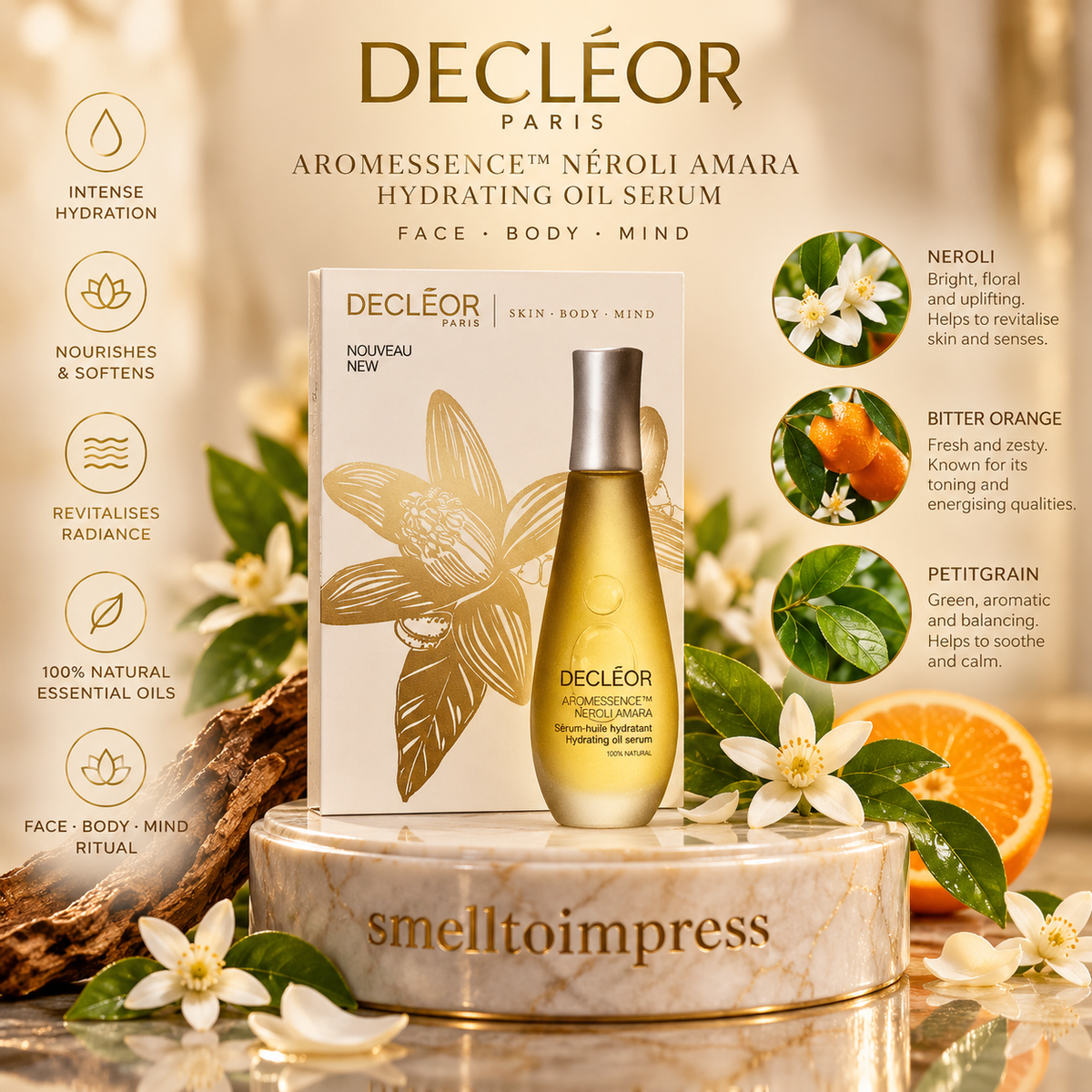kuva Decléor Aromessence Néroli Amara Hydrating Oil Serum 1 ml näytteestä