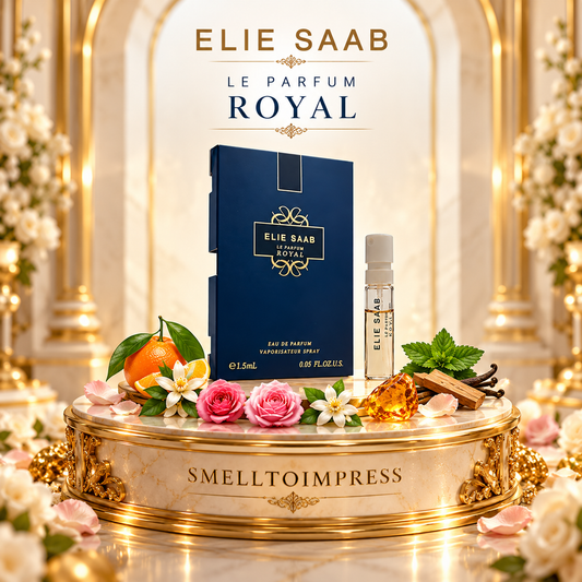 kuva Elie Saab Le Parfum Royal virallisesta hajuvesinäytteestä, Smelltoimpress