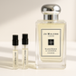 Jo Malone Silver Birch & Lavender Cologne hajuvesinäytteet 1ml Jo Malone Silver Birch 100ml tuoksun vieressä