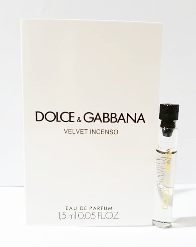 Velvet Incenso By Dolce & Gabbana 1,5 ml 0,05 fl. o.z. virallinen parfüm minta, Velvet Incenso By Dolce & Gabbana 1,5 ml 0,05 fl. o.z. amostra oficial de hajuvesi, Velvet Incenso By Dolce & Gabbana 1,5 ml 0,05 fl. o.z. 官方香水样品, Mostră oficială de haju