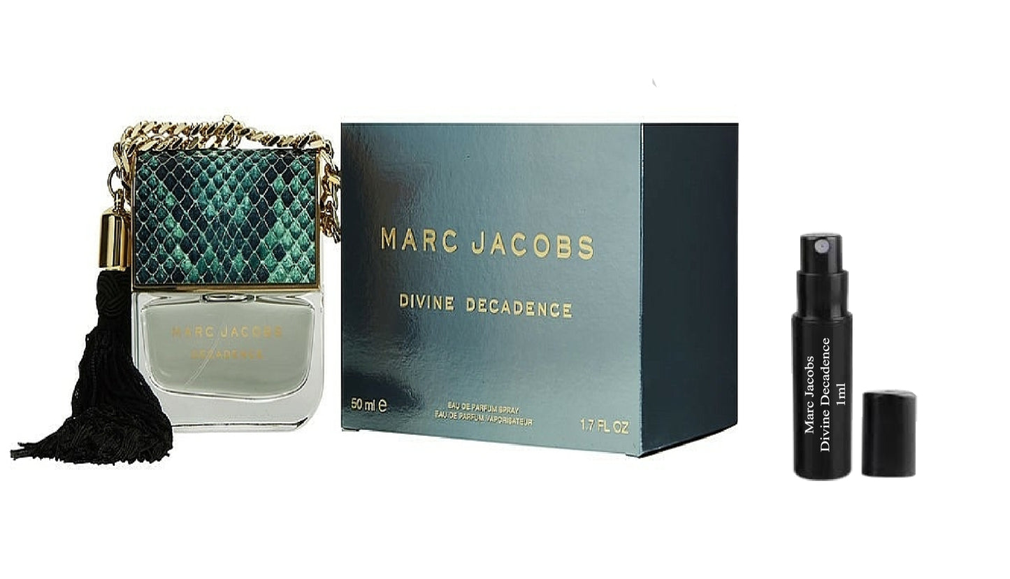 MARC JACOBS DIVINE DECADENCE 1ml 0,03 fl. o.z. hajuvesinäyte, MARC JACOBS DIVINE DECADENCE 1ml 0,03 fl. o.z. 液量オンス公式香水サンプル, MARC JACOBS DIVINE DECADENCE 1ml 0,03 fl. o.z. парфюмна проба, MARC JACOBS DIVINE DECADENCE 1ml 0,03 fl. o.z. échantillon de p